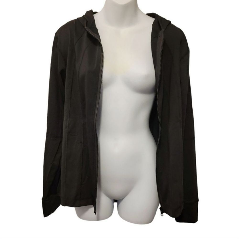 2/$20 Brand New With TagY2K Plain Black Zip Up Jacket With Hoodie Size: M